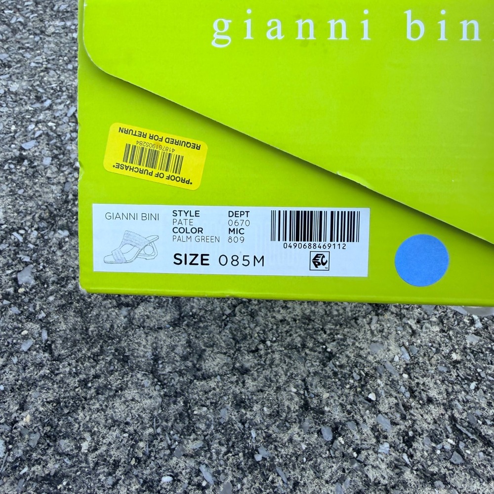 Gianni Bini Pate Palm Green Raffia Gold Ball Heel Slide Sandals Womens 8.5M - Picture 8 of 8